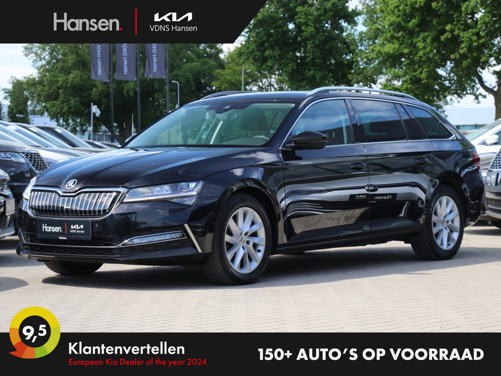Occasion Škoda Superb zwart Stationwagon Automaat Hybride Benzine Hansen Venray 